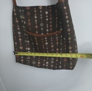 Brown Dot Pattern Canvas Dana Herbert Shoulder Bag
